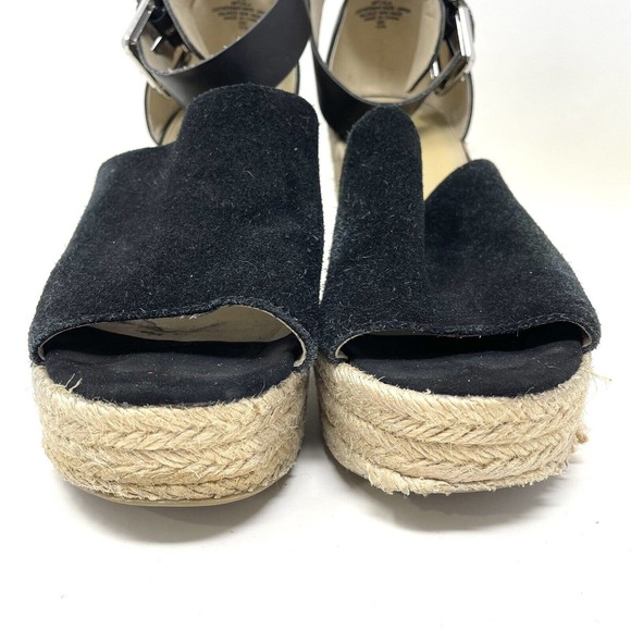 Marc Fisher Cala Wedge Black Suede Platform Espadrille Sandal Women's Size 9M - Picture 8 of 9